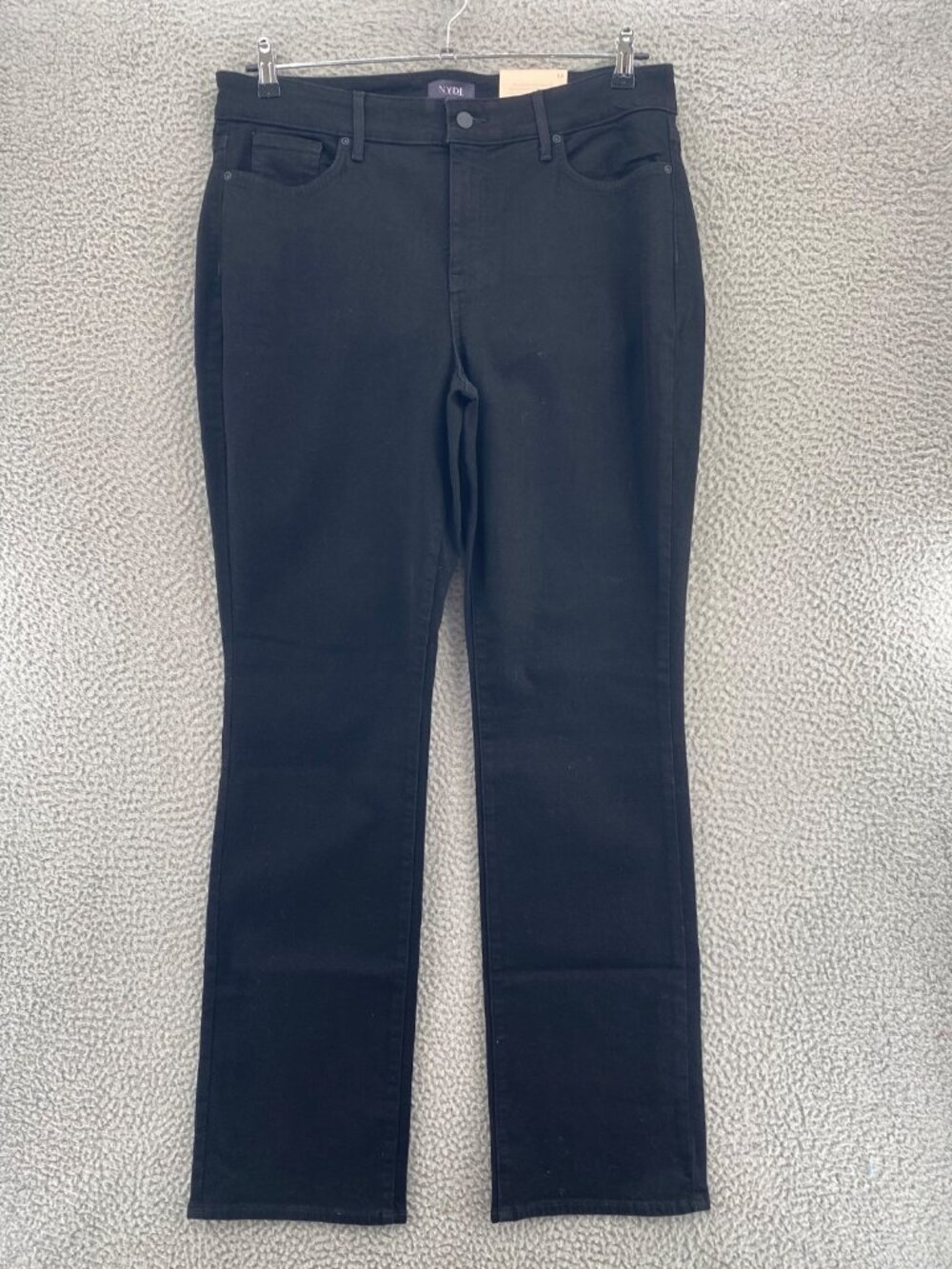 NYDJ Jeans Womens 14 Marilyn Black Straight Leg Lift Tuck Slimming Pockets NWT